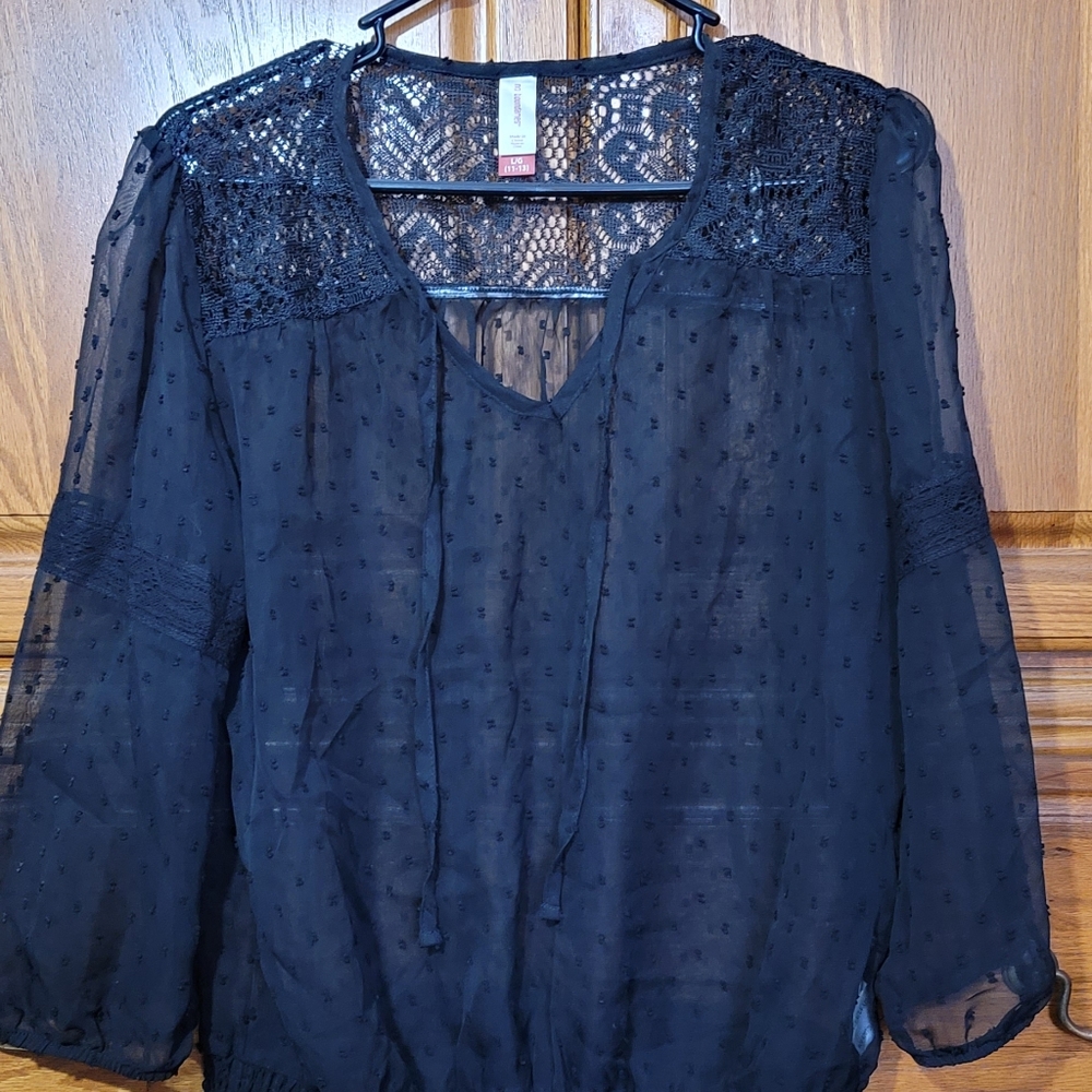 No Boundaries black see through shirt.